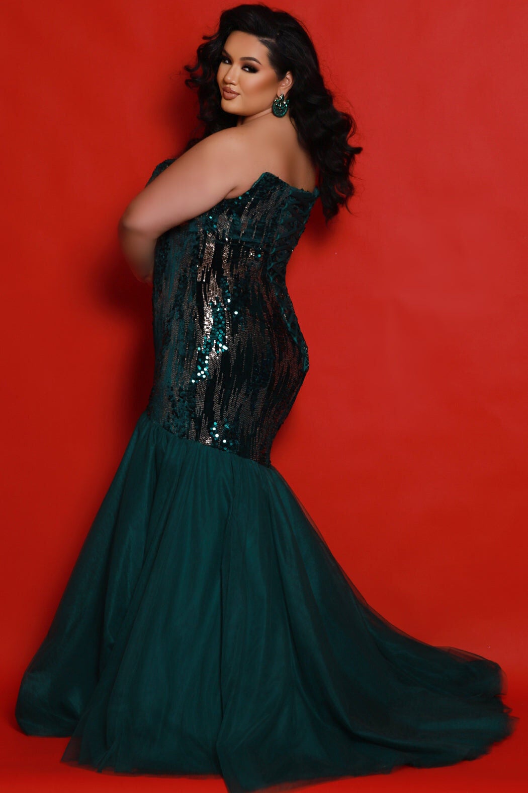 CHARIOT MERMAID GALA GOWN, Emerald / Forest Green, alternate image number 1