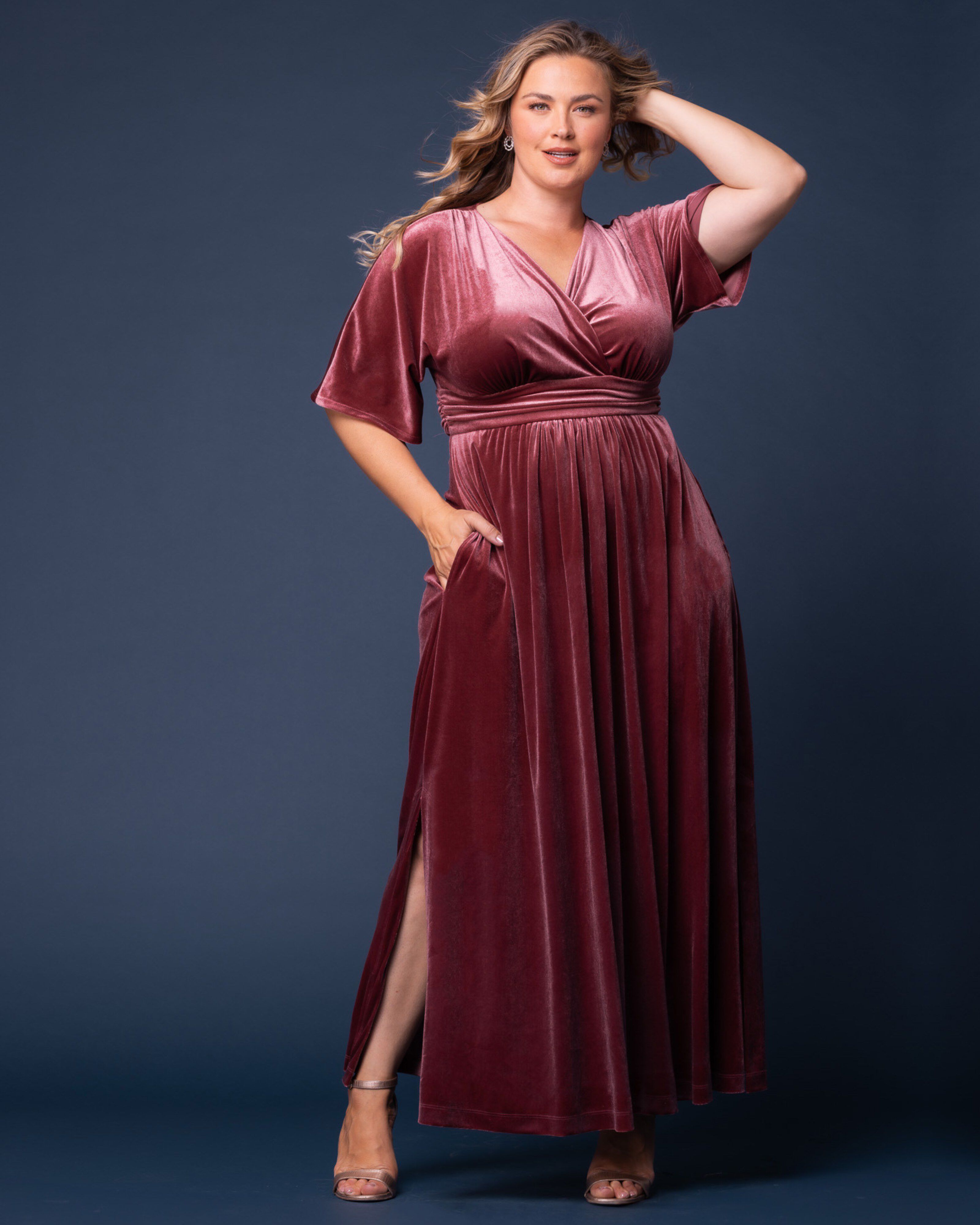 Verona Velvet Evening Gown, MAUVE ROSE / Mauve, alternate image number 4