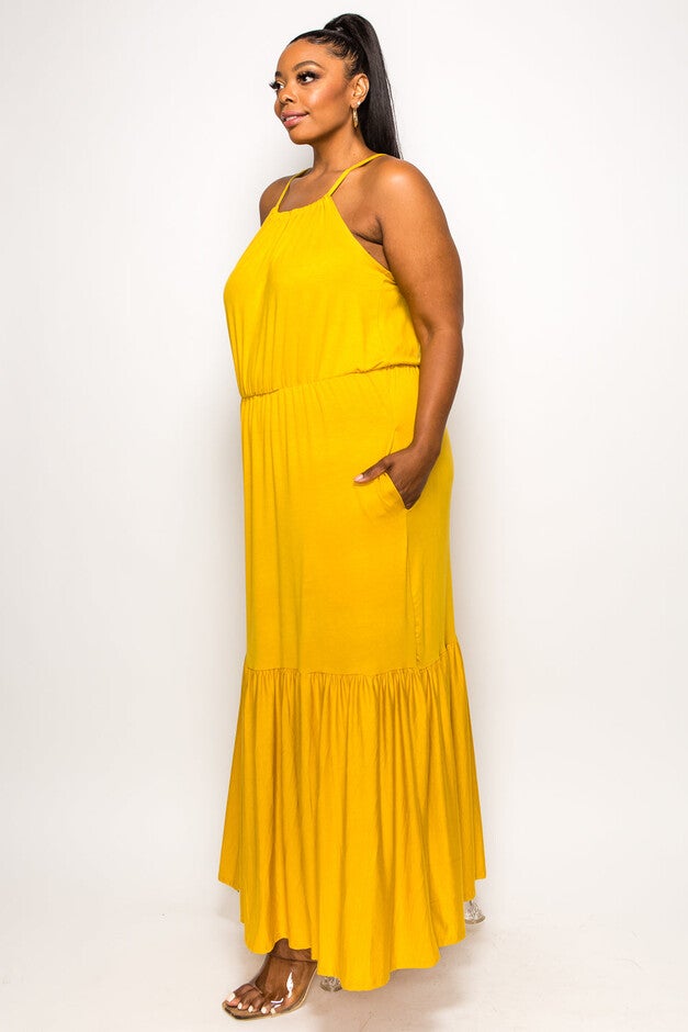 ARIANA MAXI DRESS, Mustard / Mustard, alternate image number 3
