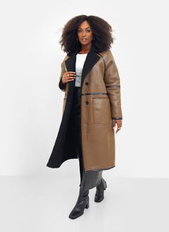Solstice Faux Leather Sherpa Lined Coat
