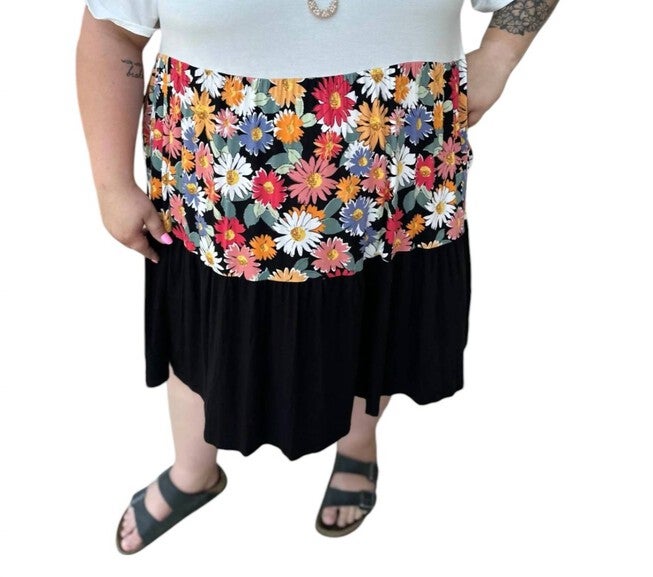 COLOR BLOCK FLORAL DRESS, White / White, alternate image number null