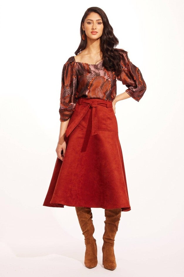 ALLAS SKIRT IN BRICKLAND, Brickland / Red, alternate image number 2