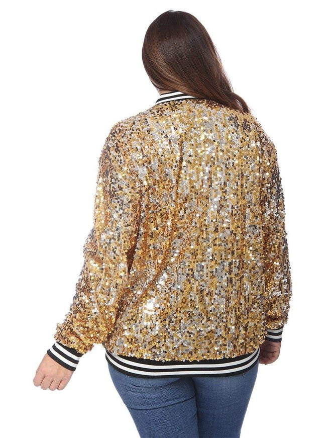 Sequin Bomber Jacket, Gold / Gold, alternate image number null