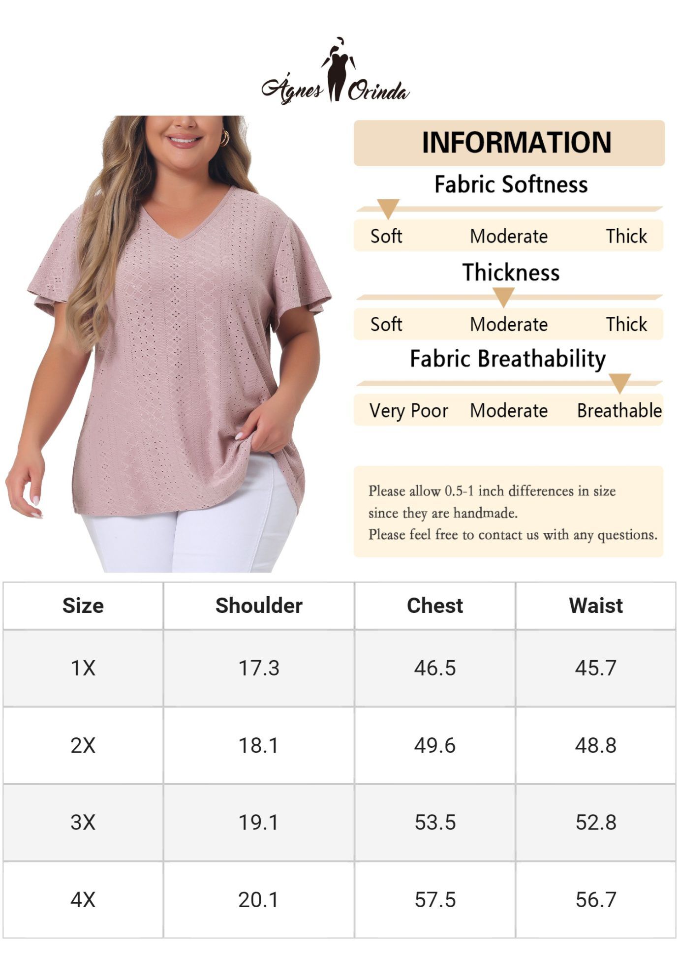 Summer Tee V Neck Hollow Flare Short Sleeve Casual Top Tunic, Pink / Pink, alternate image number 4
