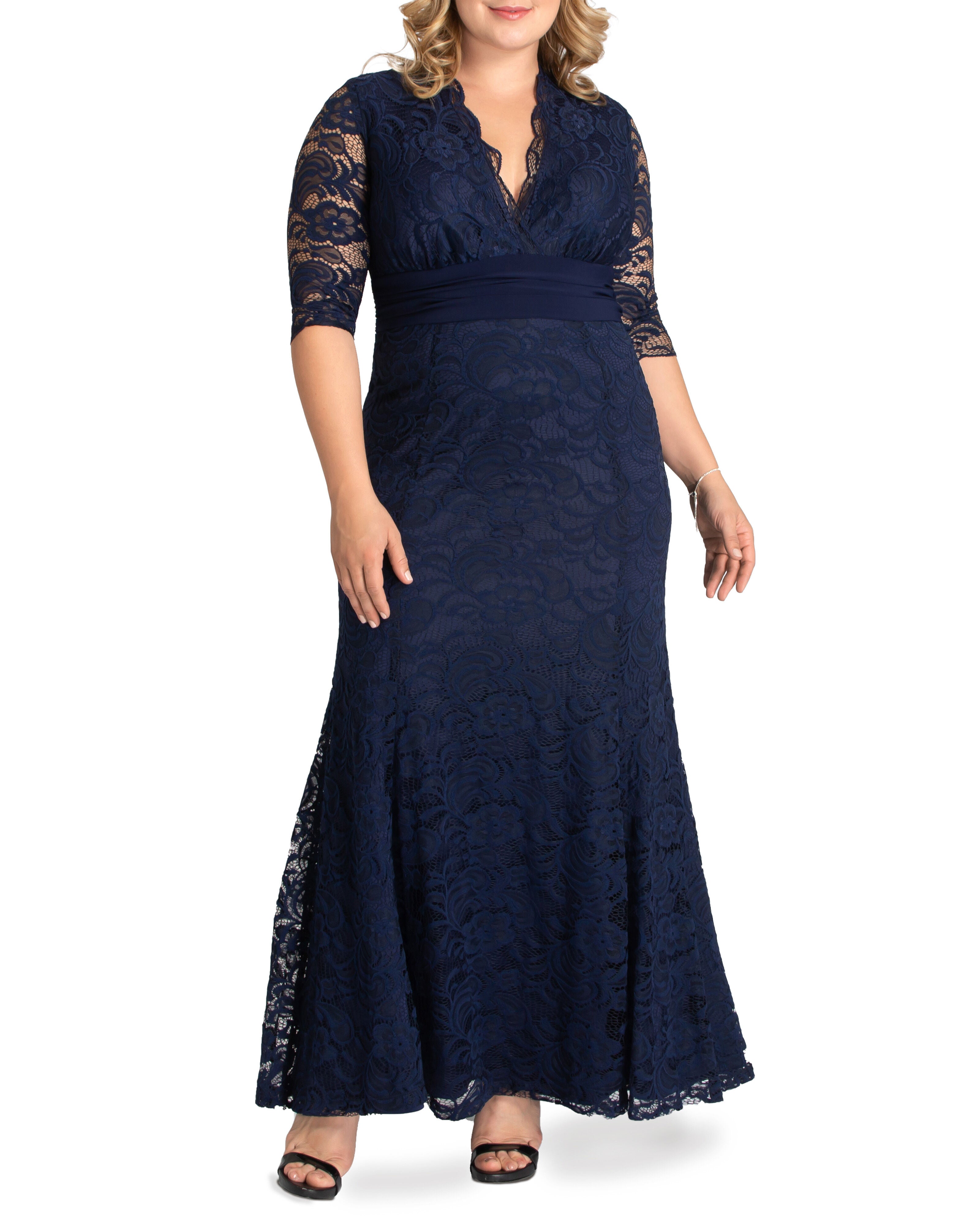 Screen Siren Lace Evening Gown, NOCTURNAL NAVY / Navy, hi-res image number 0