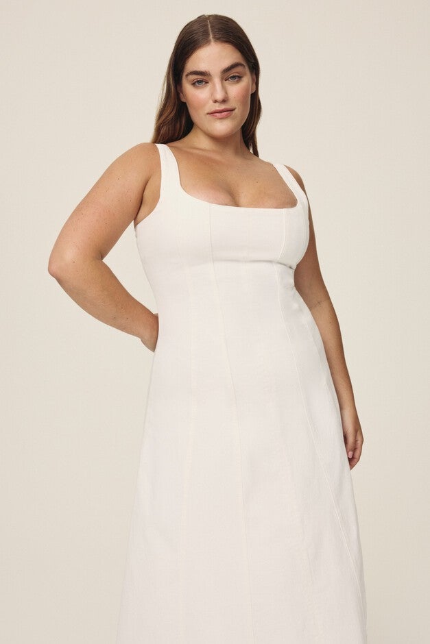PSA PLUS - DENIM MAXI DRESS | OPTIC, OPTIC / White, alternate image number 3
