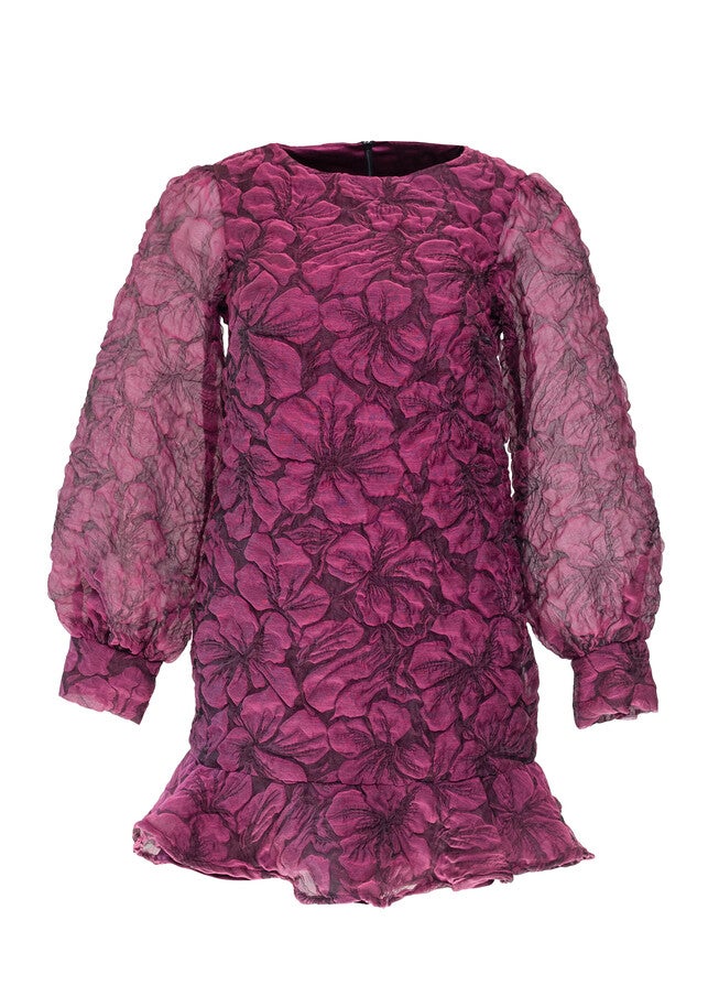 Floral Long Sleeve Mini Dress, , alternate image number 4