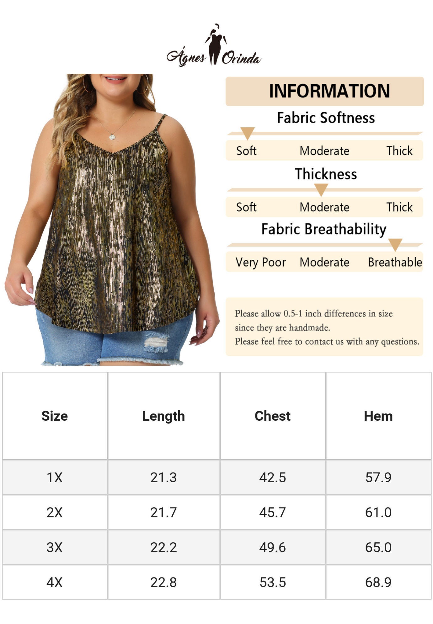 V NECK GLITTER CAMI SLEEVELESS SEQUIN TANK TOP, Black Gold / Gold, alternate image number 4