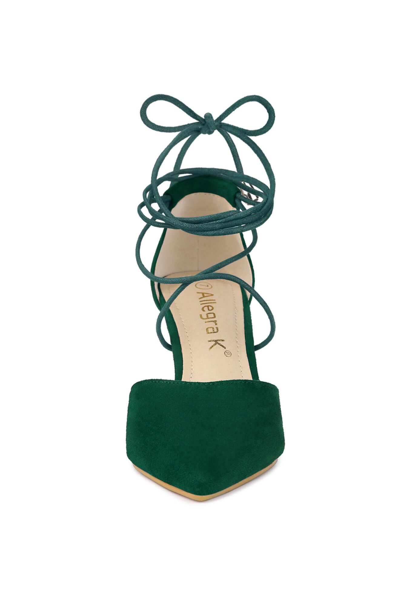 Pointed Toe Lace Up Stiletto Heels Dress Pumps, Green / Hunter Green, alternate image number 1