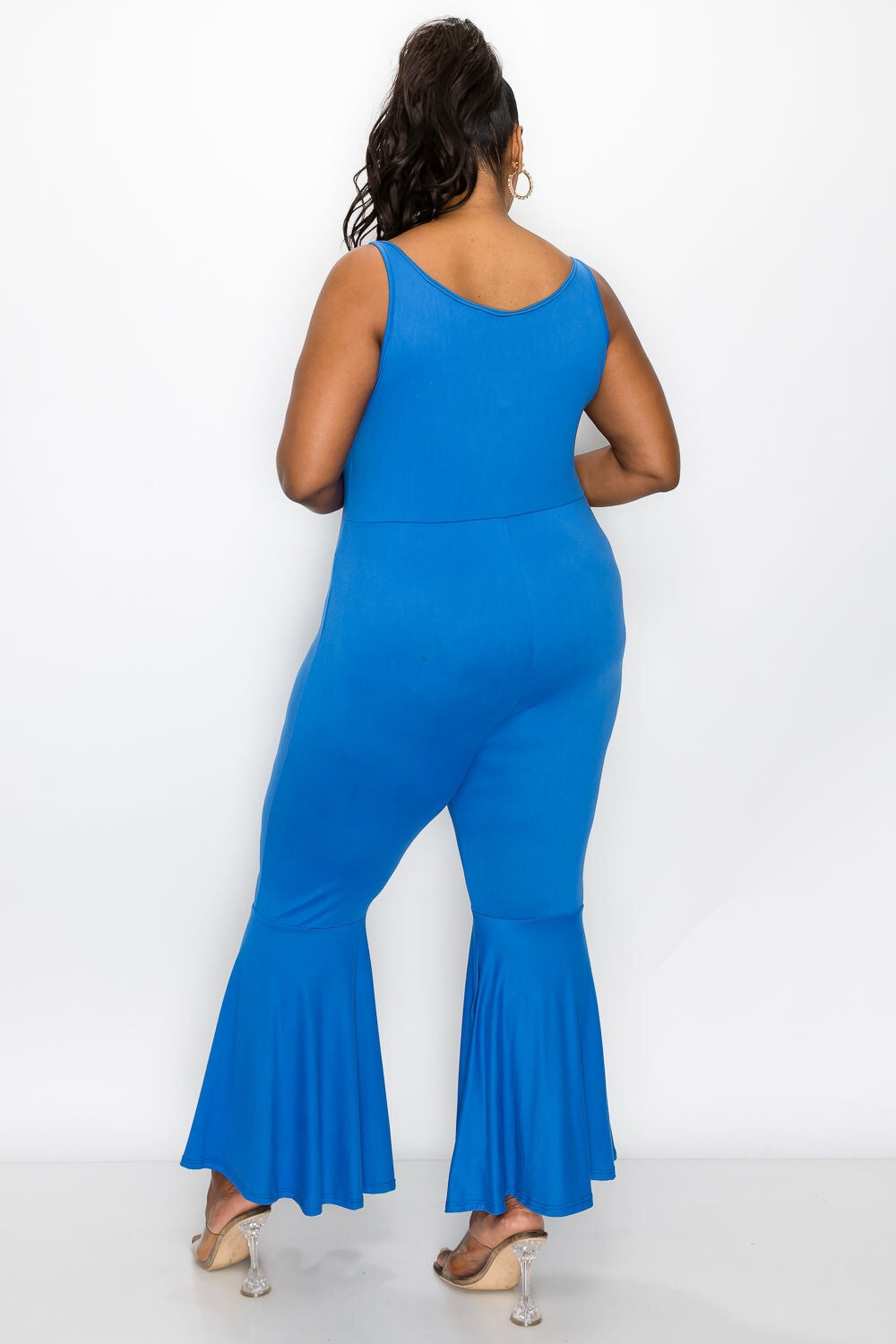 JOSIE FLARED LEG JUMPSUIT, Cobalt / Royal Blue, alternate image number 3