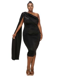 SPADE ONE SHOULDER CAPE DRESS