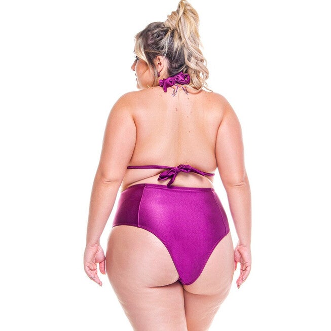 Plus Size High Waisted Dark Pink Bikini Bottom, , alternate image number 3