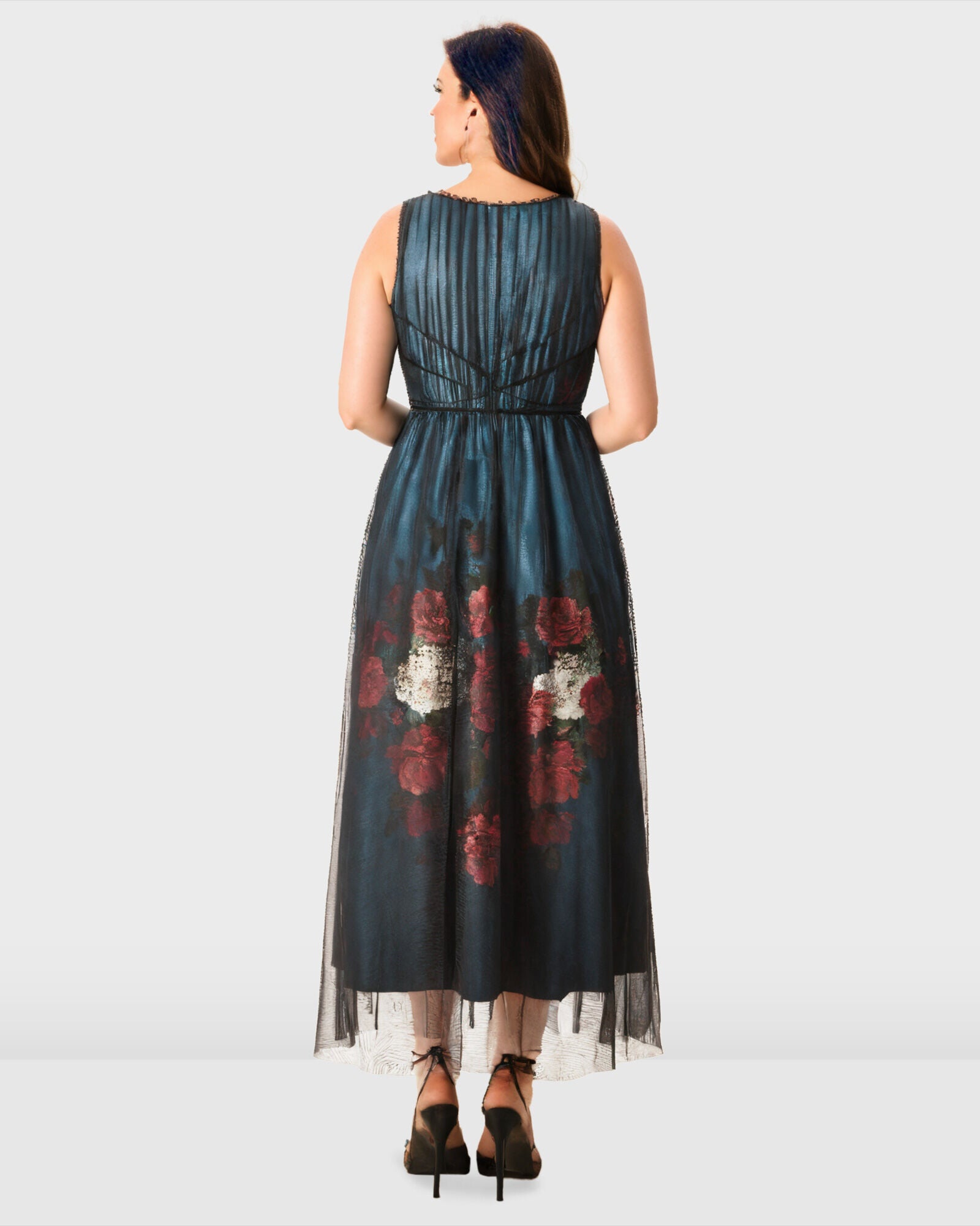 Floral print dupioni and cotton knit dress clearance