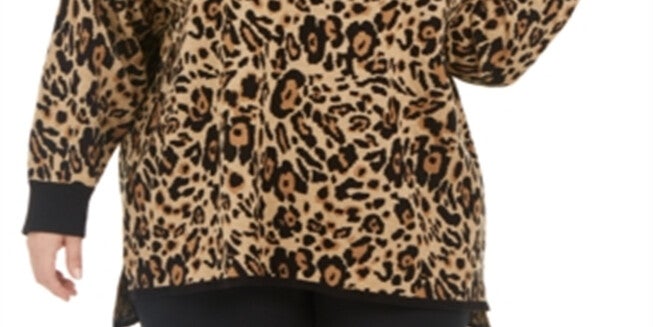 Calvin Klein Women's Plus Animal Print Pullover Sweater Yellow Size 0X, , alternate image number 5