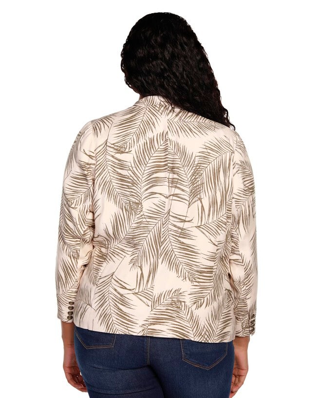 Eliza Palm Print Blazer, MarzipanCovert Green / Tan, alternate image number null