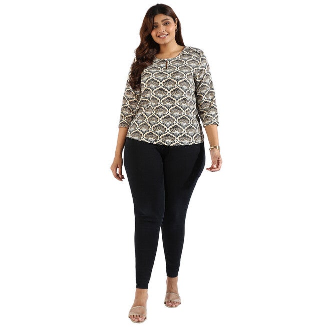 Women Graphic Design Casual Top, Brown / Brown, alternate image number null