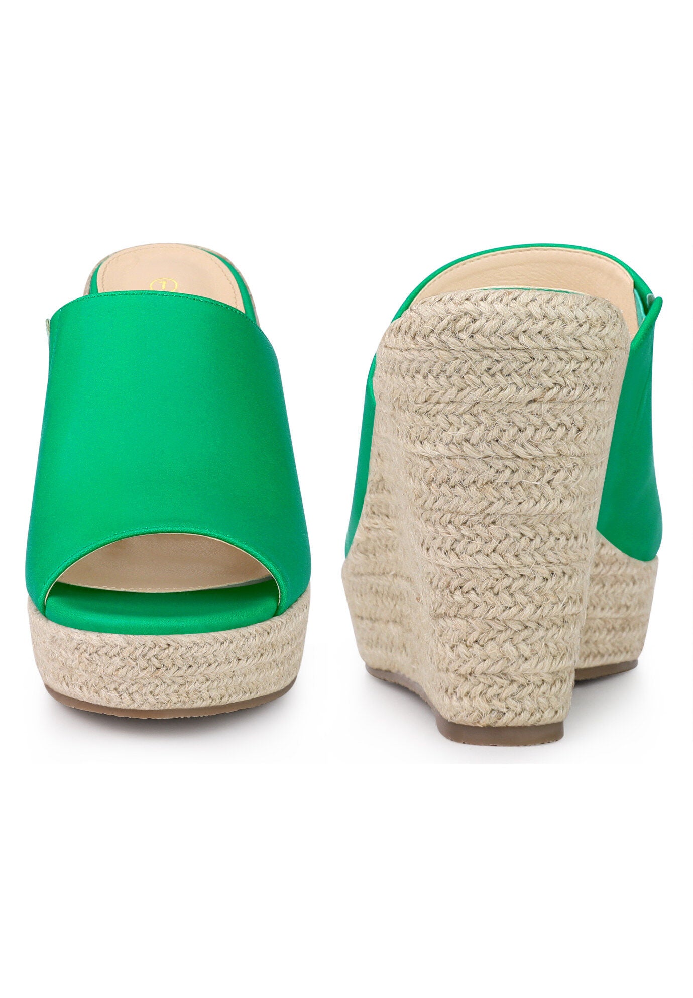 Open Toe Espadrille Wedge Heel Platform Slide Sandal, Grass Green / Kelly Green, alternate image number 1