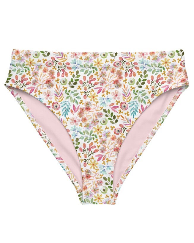 Garden Gala Floral Recycled High-Waisted Bikini Bottom, Multi / Pink, hi-res image number null