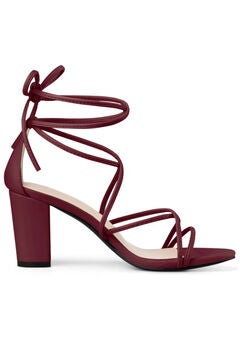 Burgundy Block Heel Sandals