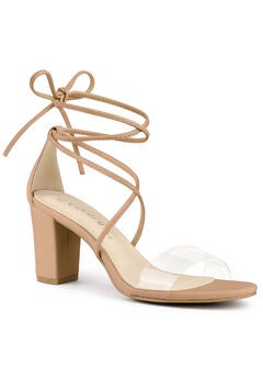 Clear Heel Block Heels Sandals Lace Up Heels