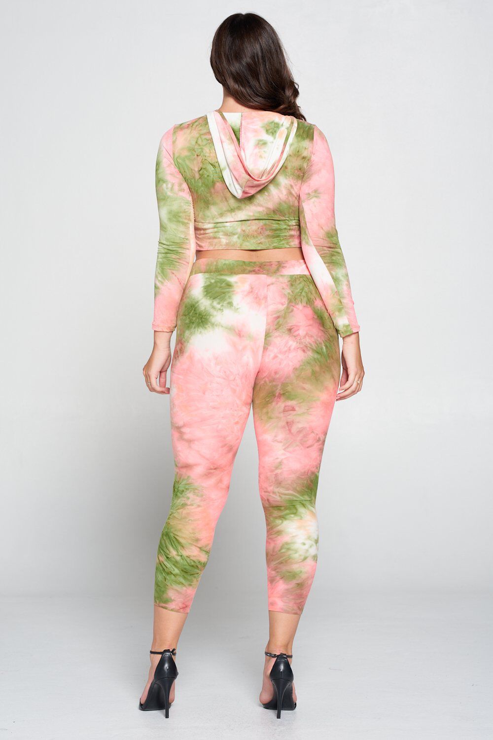 Crop Pullover Hoodie and Sweatpants Set, Olive Tie Dye / Olive Green, alternate image number 4