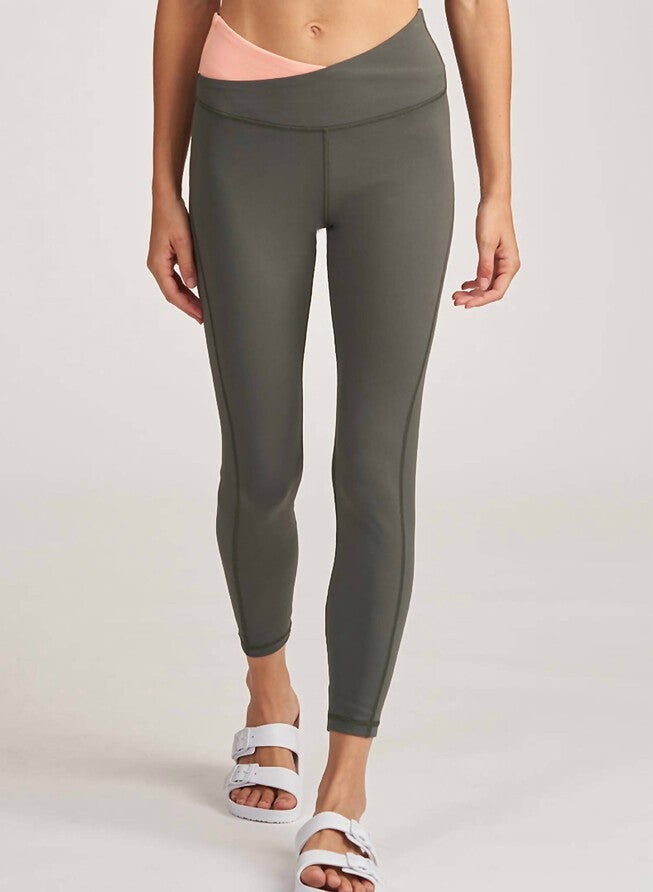 Crescent Wrap 7/8 Legging in Grass/Peach, GrassPeach / Charcoal Grey, hi-res image number 0