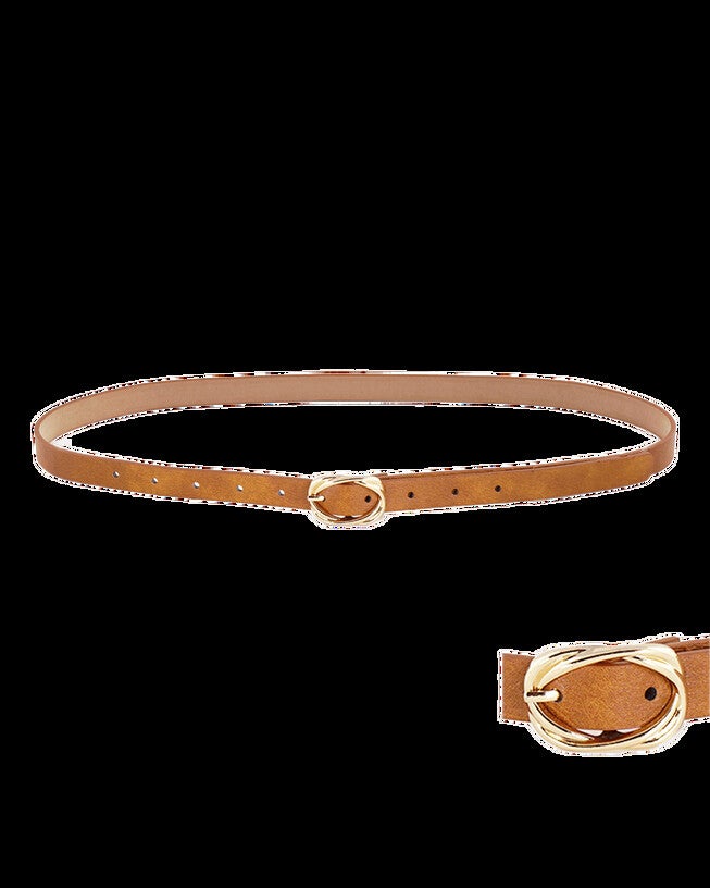 Twist Oval Buckle Belt Brown, BROWN / Brown, hi-res image number null
