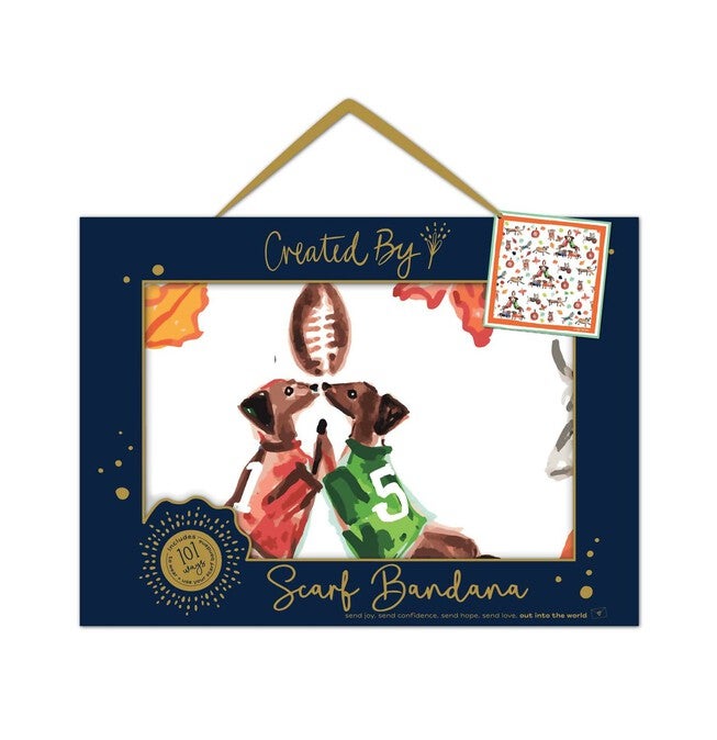 FALL ABOUT DOGS BANDANA SCARF IN MULTI, Multi / White, alternate image number null