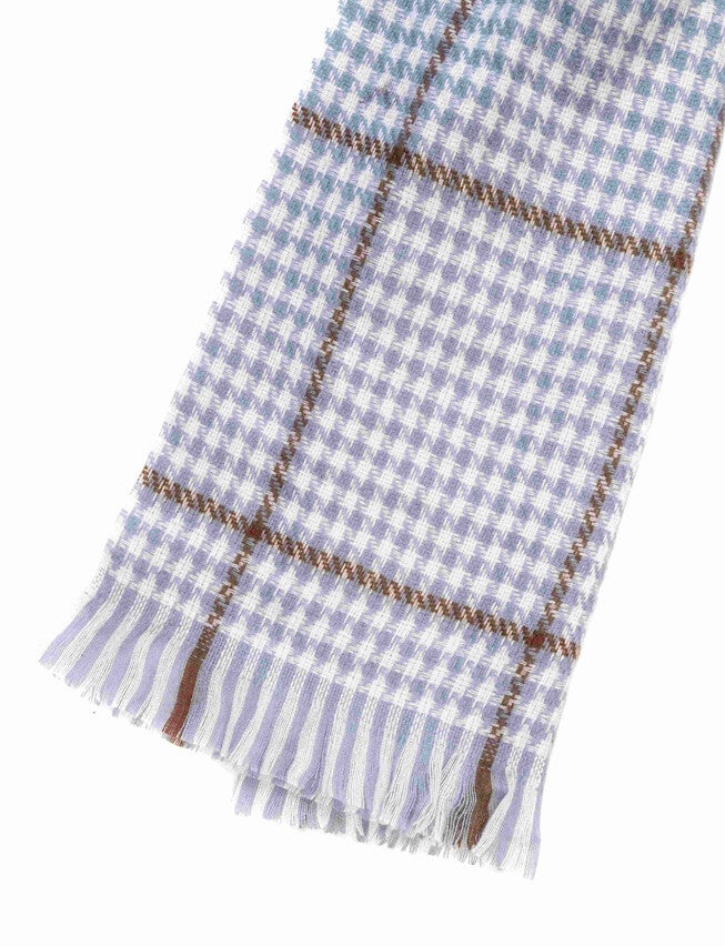 Mixed Patten Soft Tweed Scarves Blue, , alternate image number null