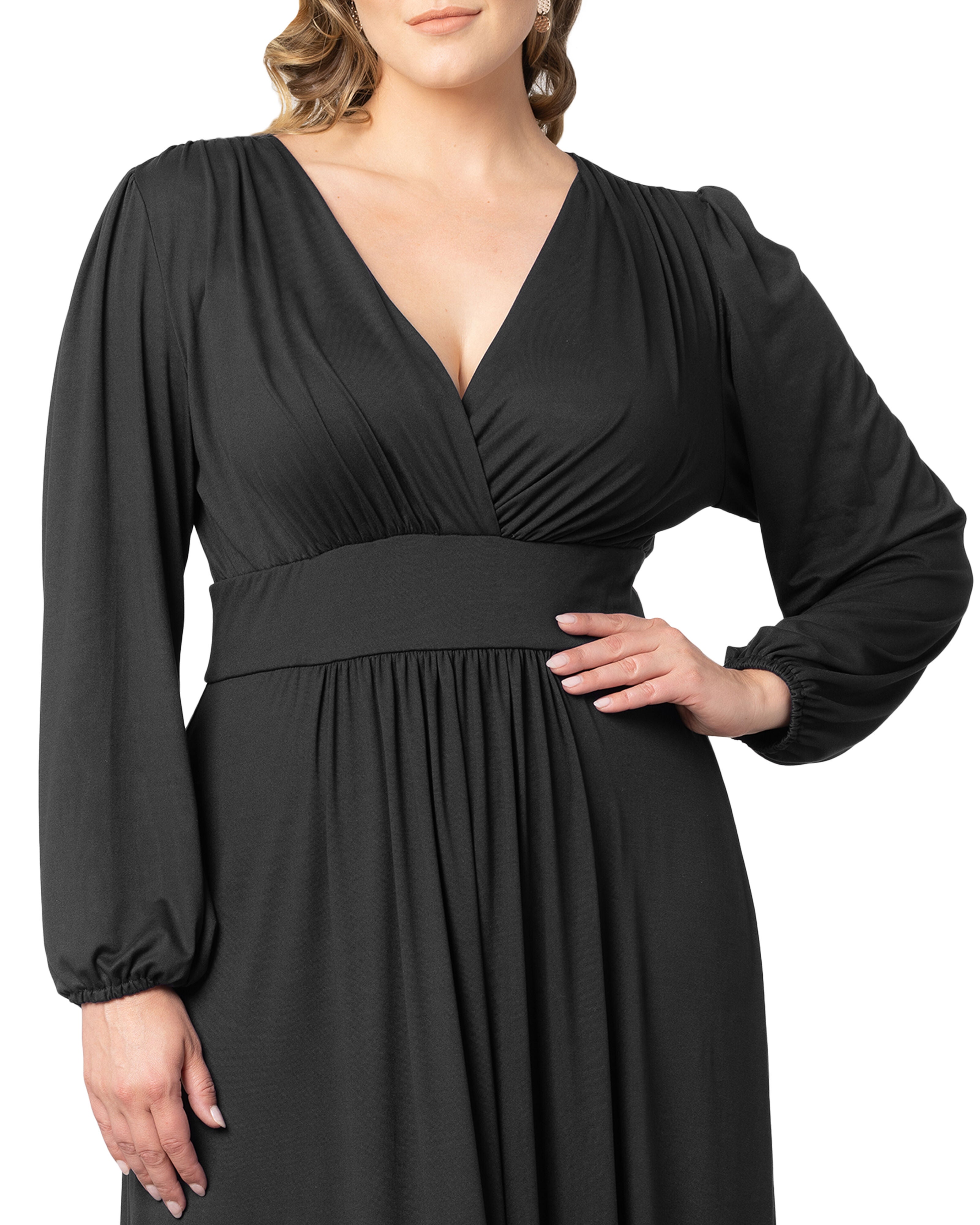 Kelsey Long Sleeve Maxi Dress, BLACK NOIR / Black, alternate image number 3