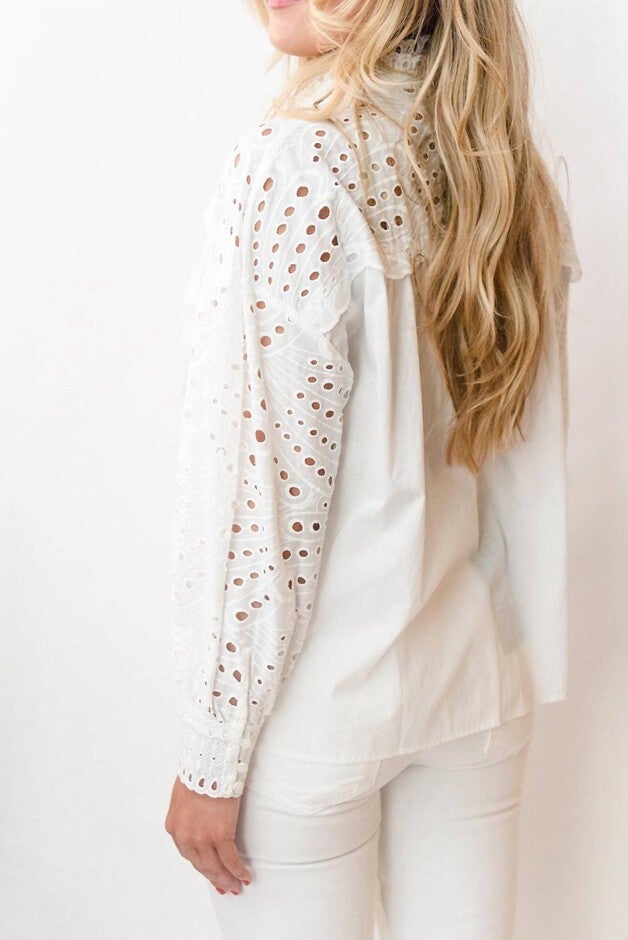 LEONE BLOUSE IN WHITE, White / White, alternate image number null