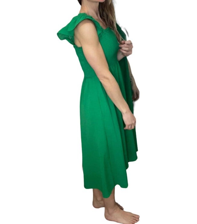KELLY MIDI DRESS IN GREEN, Green / Kelly Green, alternate image number null