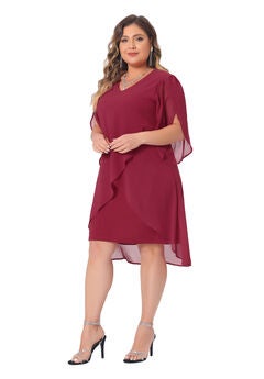 Mesh Wedding Guest Party Chiffon Cocktail Overlay Short Dress