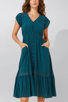 Annick - Elise Dress V-Neck Tiered Skirt Solid
