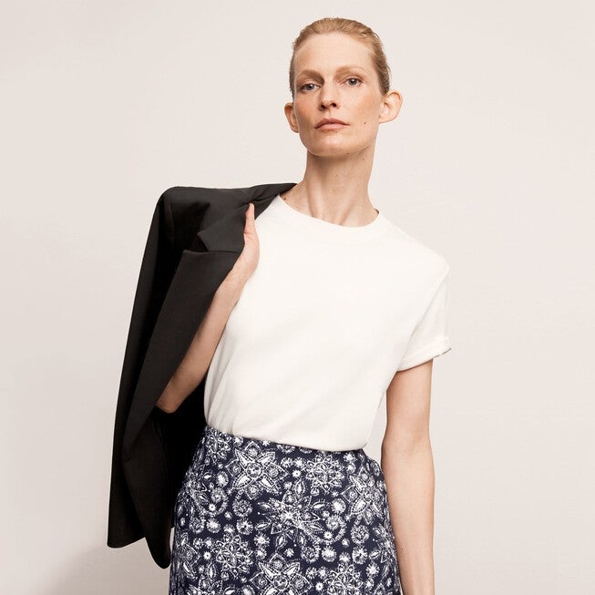 Leslie T-Shirt - Organic Pima Cotton, Ivory / Ivory, alternate image number 5