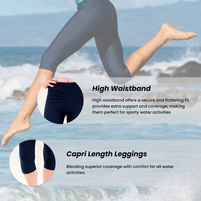 Capri Swim Leggings, Black / Black, alternate image number null