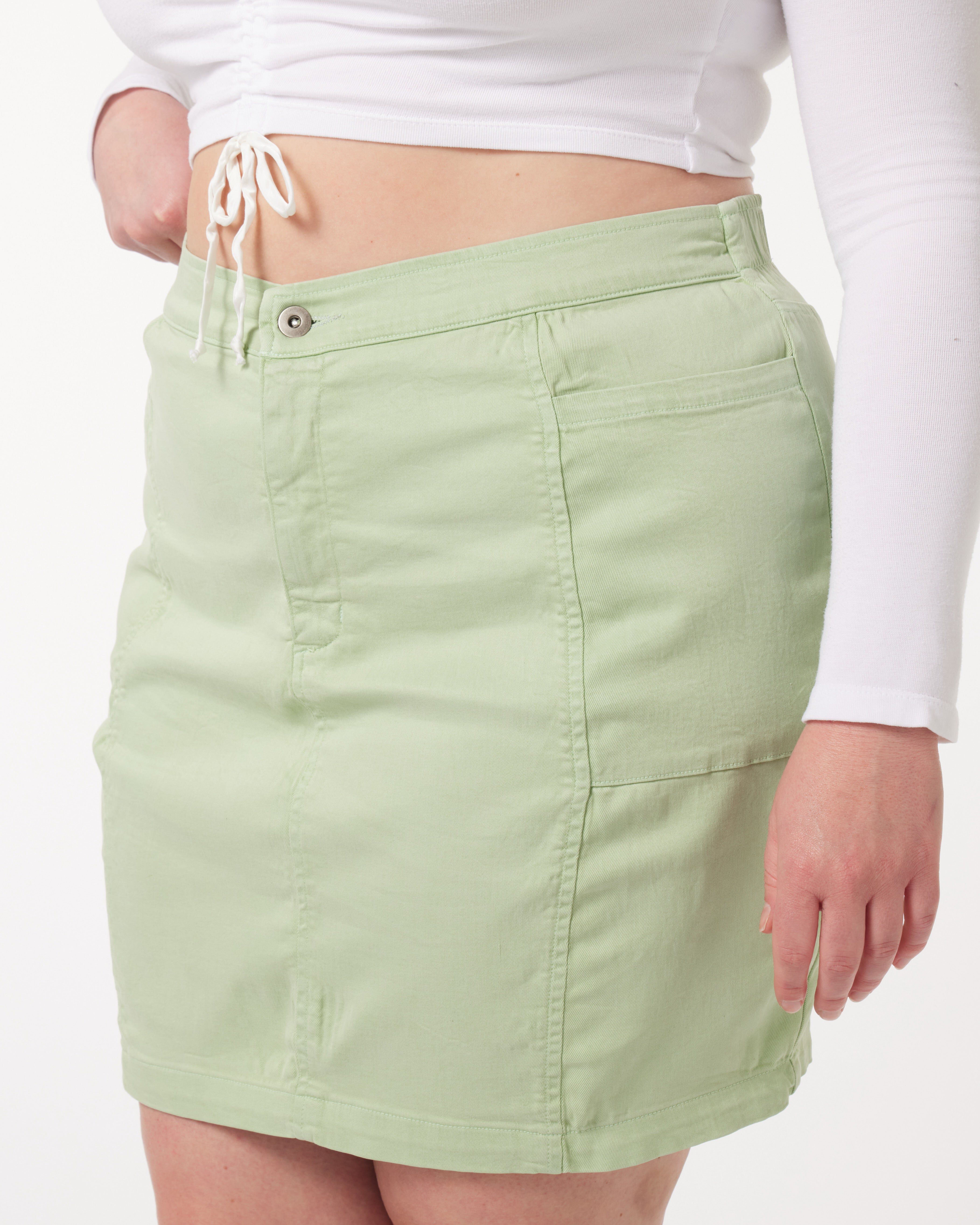 Leah Cotton Tencel Cargo Mini Skirt, Sage / Sage Green, alternate image number 2