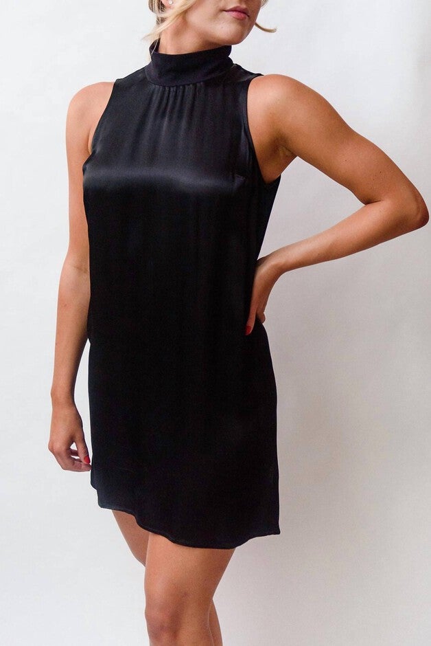 JETT MOCK NECK DRESS IN BLACK, Black / Black, alternate image number 1