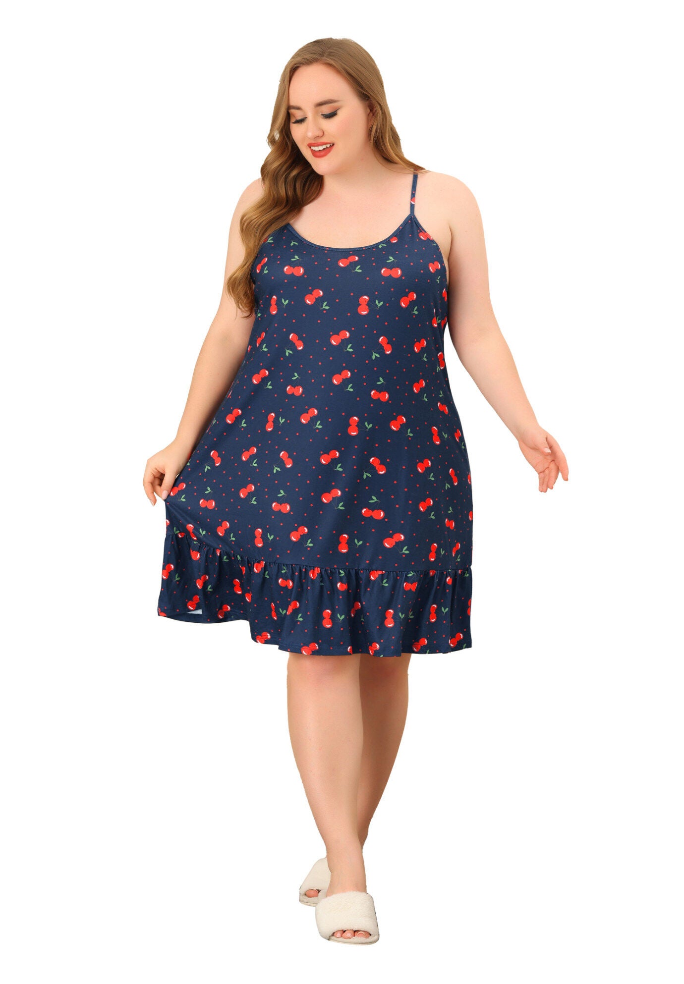 Chemise Printed Strap Nightwear Lingerie, Navy / Navy, hi-res image number 0