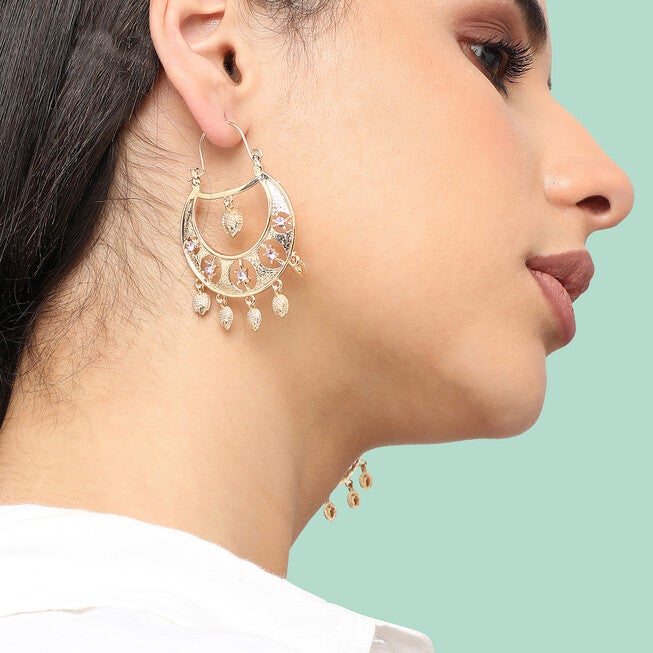 SOHI Women's Regal Drop Earrings, Gold / Gold, alternate image number null