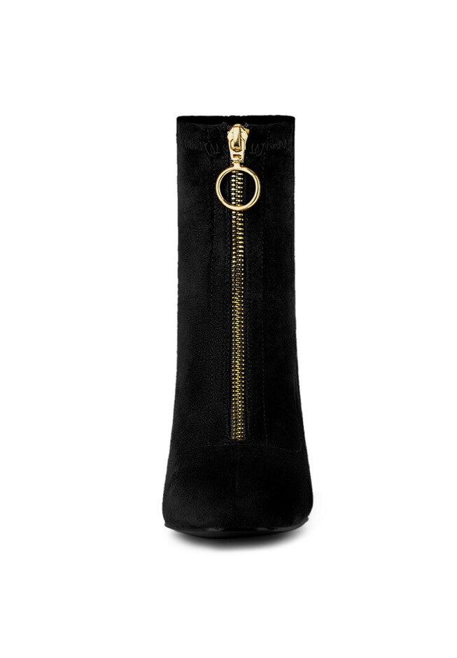 FRONT ZIPPER HIGH HEEL ANKLE BOOTS, Black / Black, alternate image number 2