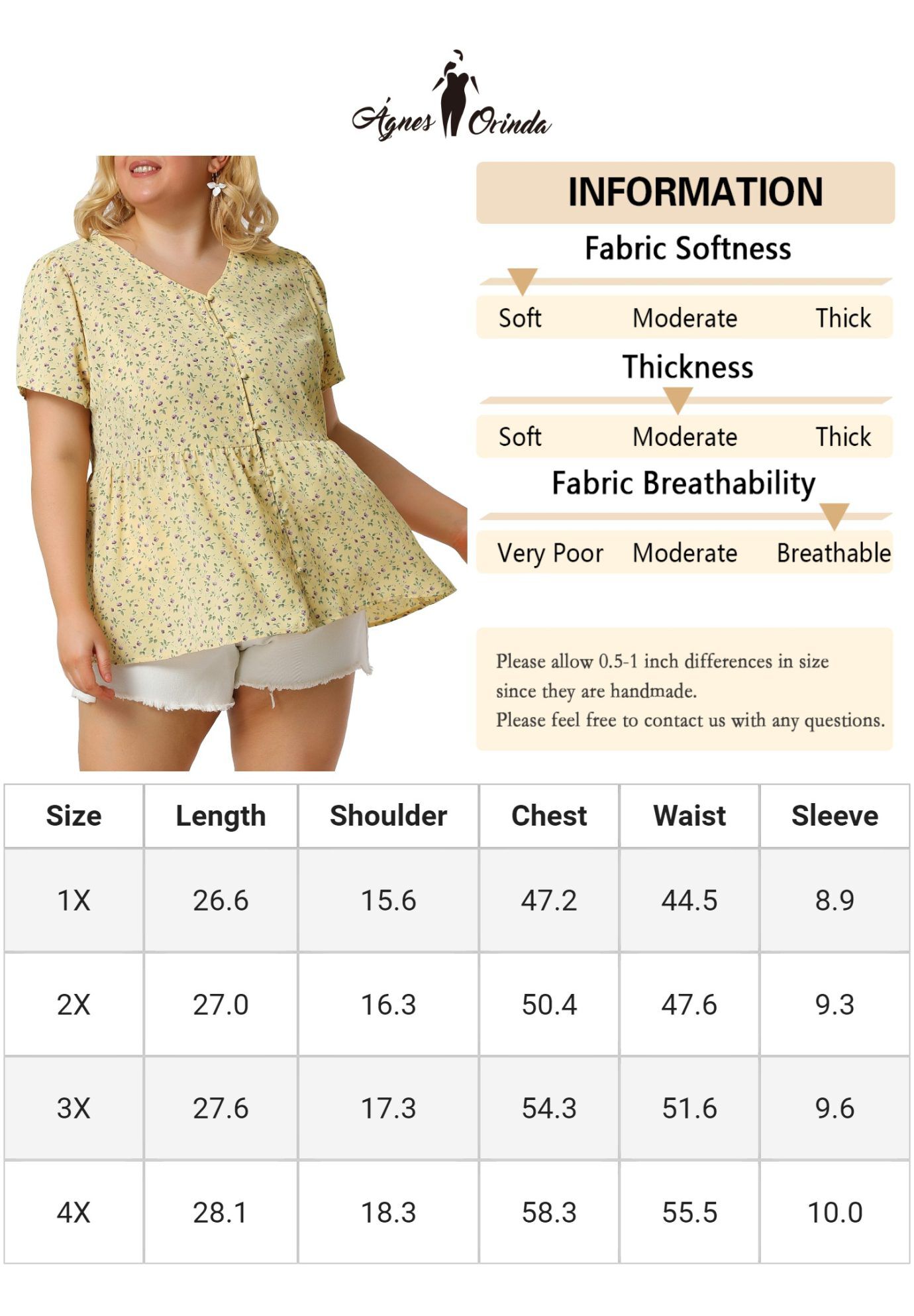 Chiffon Shirt V Neck Ruffle Short Sleeve Floral Peplum Top, Yellow / Yellow, alternate image number 4