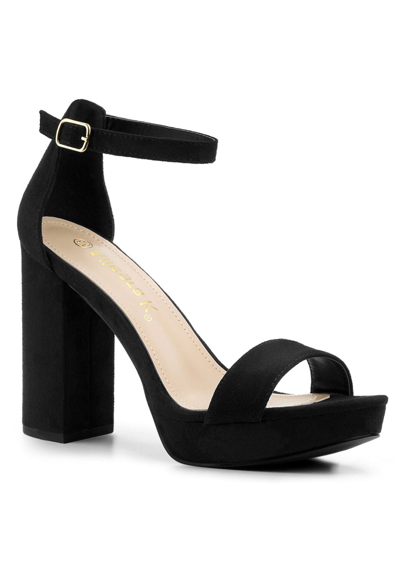 Platform Ankle Strap Chunky High Heel Sandals, Black / Black, hi-res image number 0