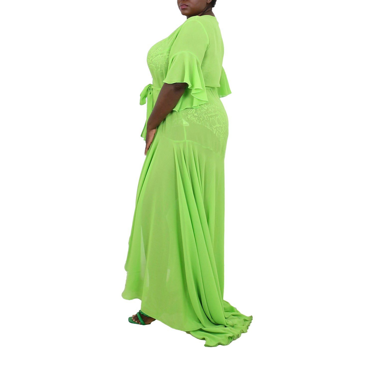 Korinne Standard Kaftan Neon Green, Neon Green / Light Green, alternate image number 2