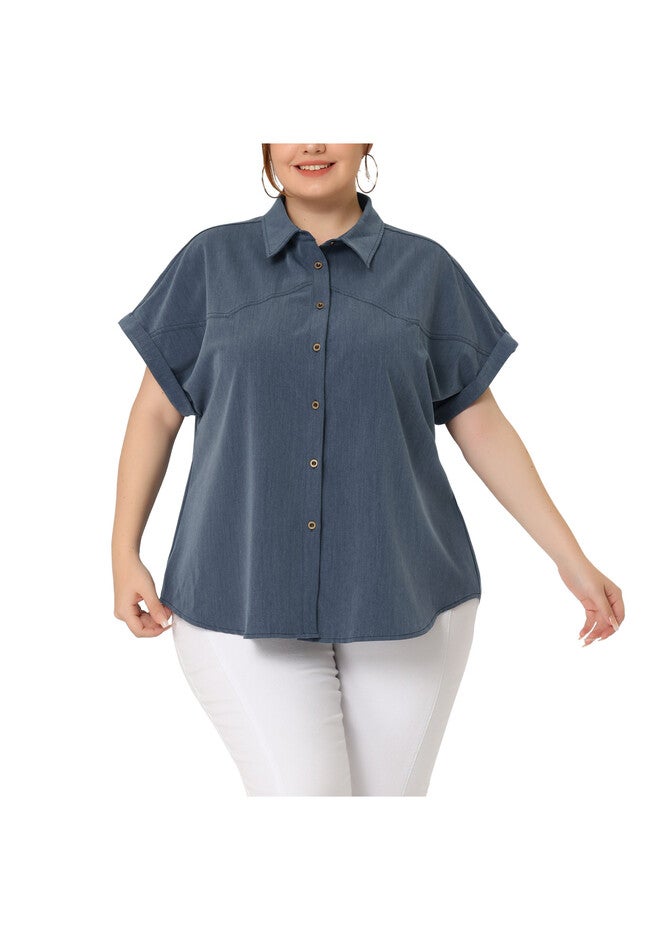 ROLL SLEEVES BUTTONS DOWN CHAMBRAY SHIRT, Navy Blue / Navy, alternate image number 2