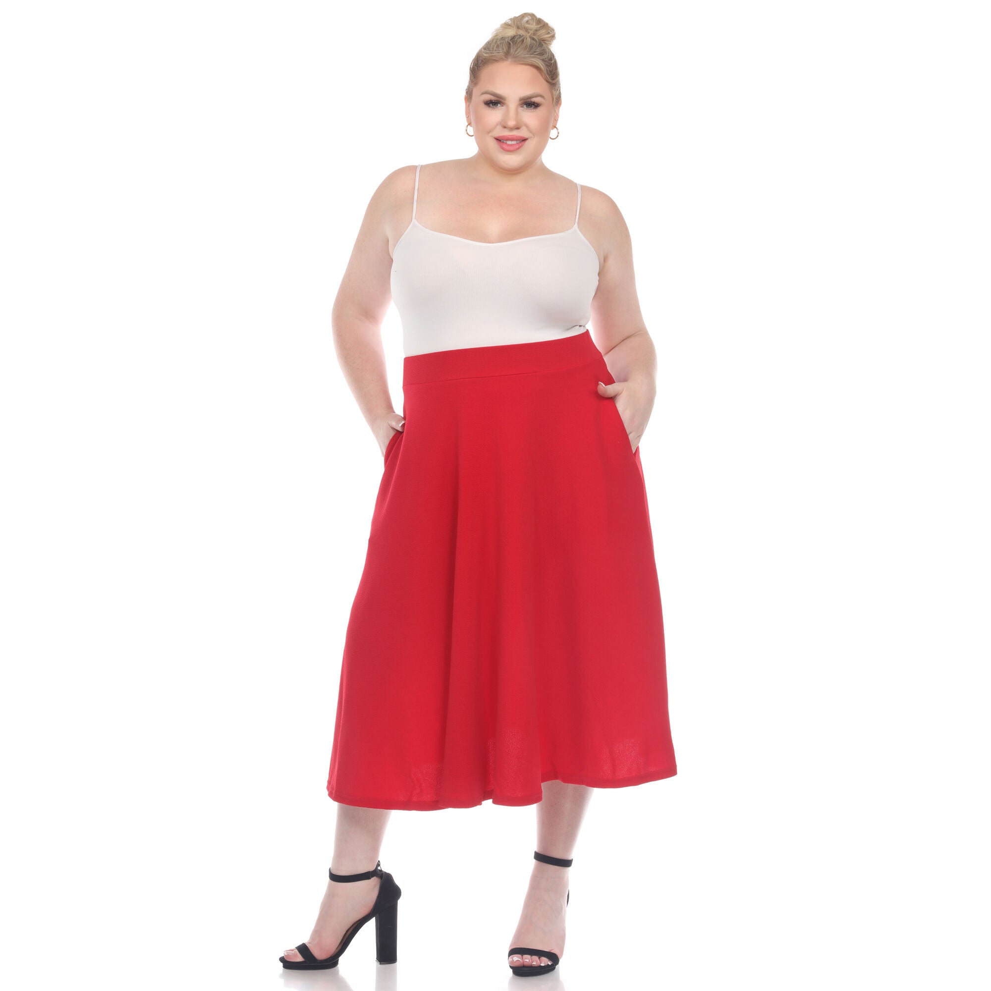 Tasmin Flare Midi Skirt, Red / Red, alternate image number 2