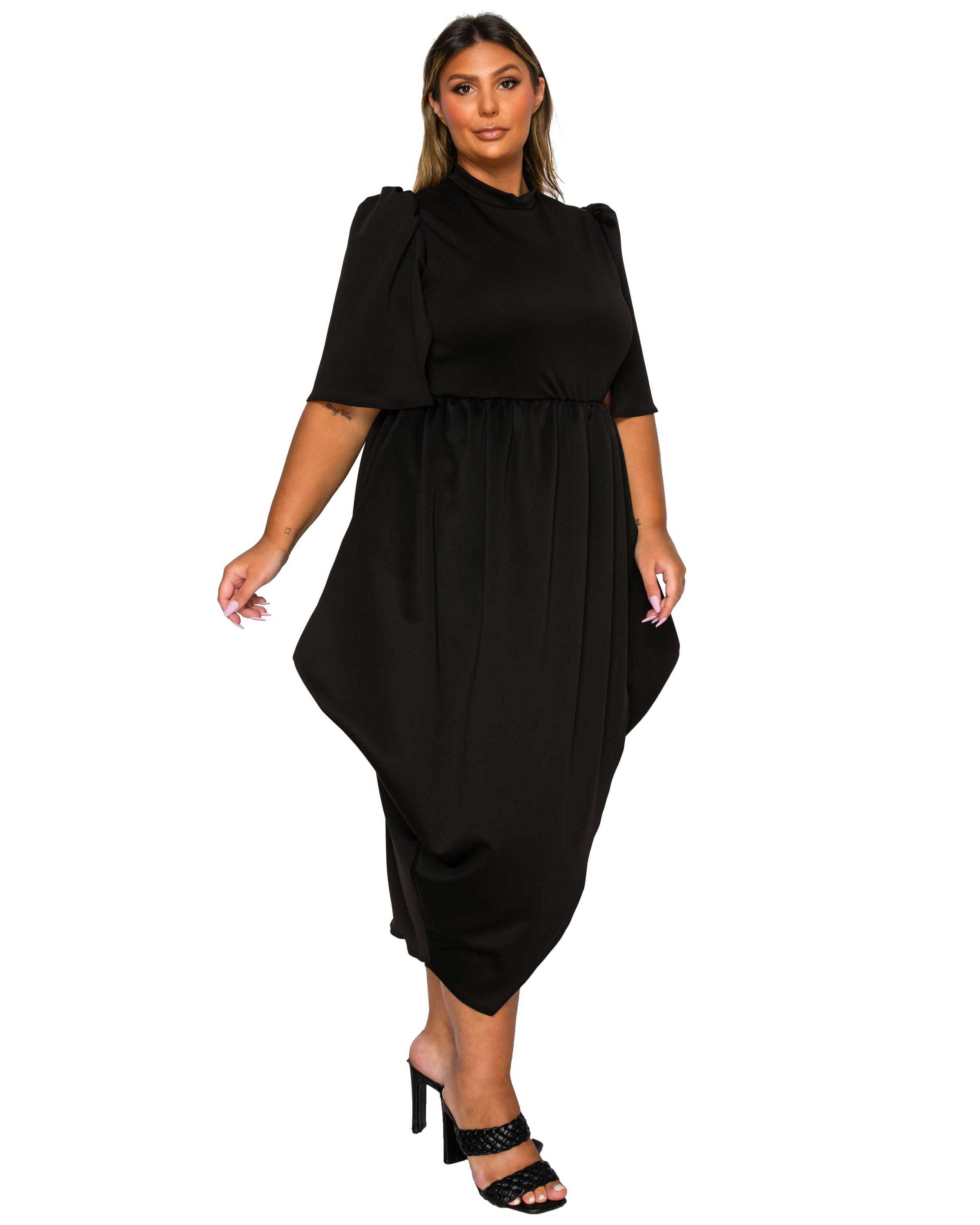 Aesira Tulip Hem Pocket Dress, Black / Black, alternate image number 1