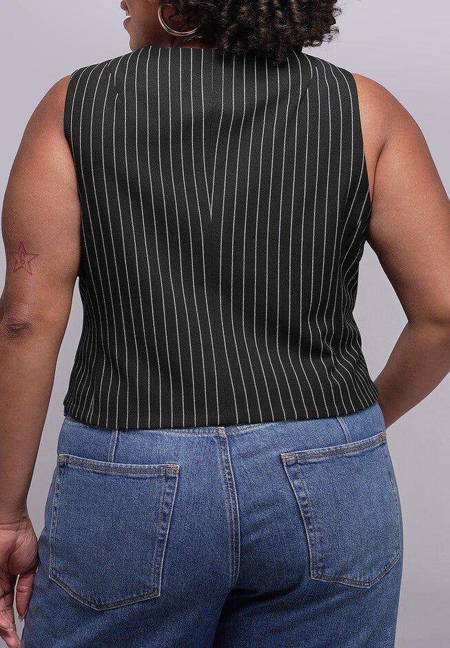 The Empower Pinstripe Vest, BLACKSTONE / Black, alternate image number 2