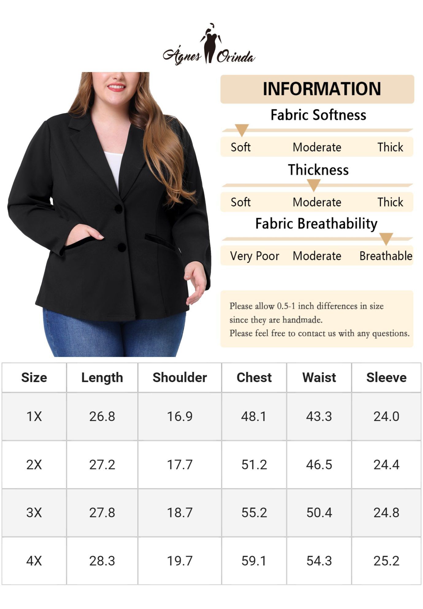 NOTCHED LAPEL V NECK WORK SUIT BLAZER, Black / Black, alternate image number 4