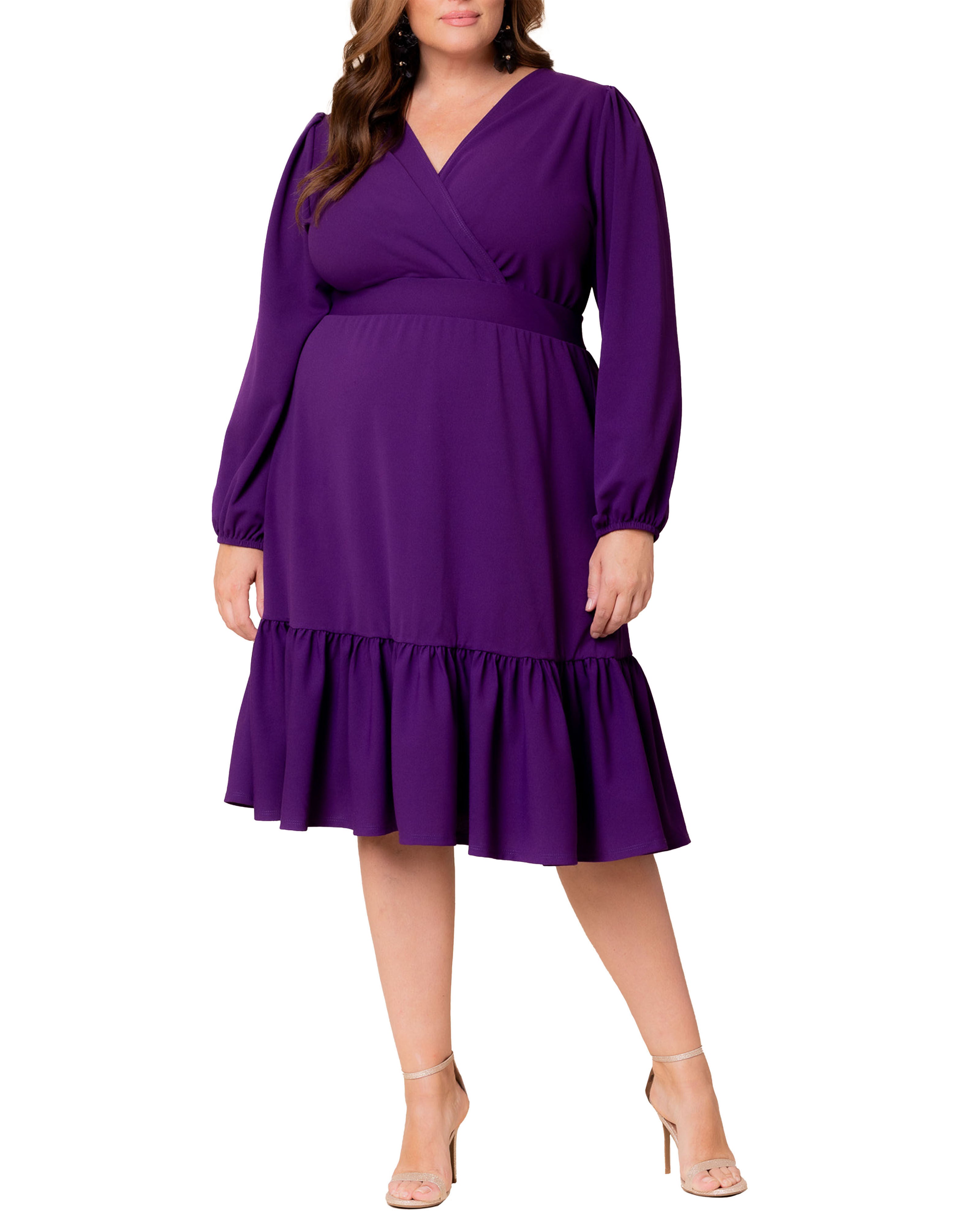 PORTIA LONG SLEEVE DRESS, DEEP VIOLET / Purple, hi-res image number 0
